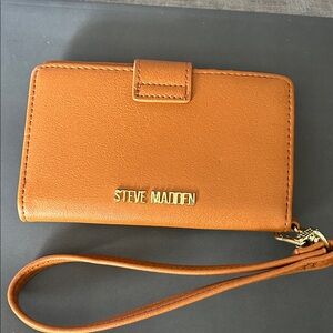 Steve Madden Brown Wristlet with Gold Accents